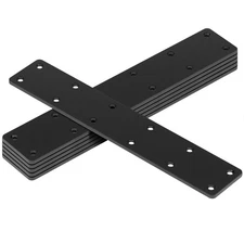 6 Pack 11 x 2 Black Flat Mending Plate, Metal Steel Straight Joint Repair Fixi
