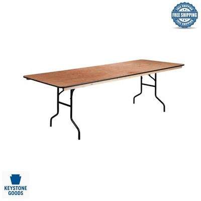 Fielder 8' Rectangular All-Occasion Wood Folding Event Table, Foldable Portab...