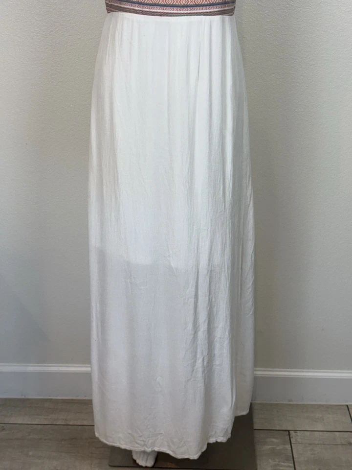 Flying Tomato Gauze Maxi Dress Sz L Smocked Back Lined White Boho Beachy Casual - Imagem 4 de 4