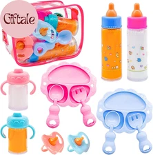 13 PCS Baby Doll Accessories Magic Bottle Set,Doll Feeding Set with Package,Pret