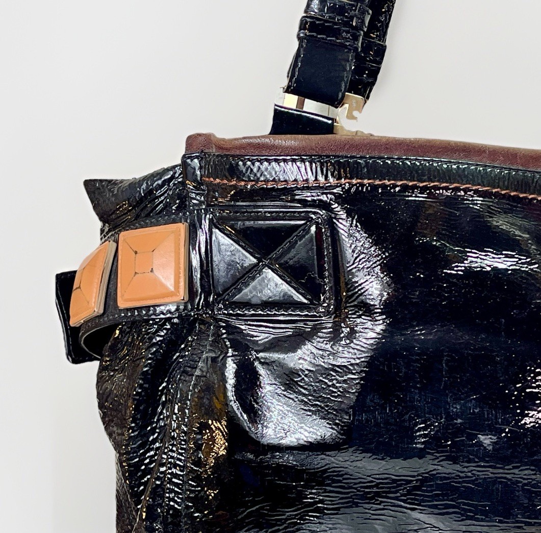 Chloé Audra Tote Black Patent Leather Gold Hardware Shoulder Bag image 6