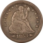 1853 SEATED LIBERTY QUARTER ARROWS & RAYS - LOOKS XF BUT OLD CLEANING!
