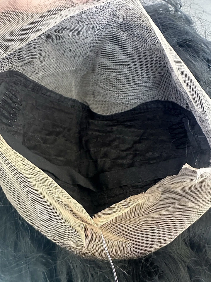 Peluca rizada negra 360 pelo sintético separación sin encaje Foto 4 de 4