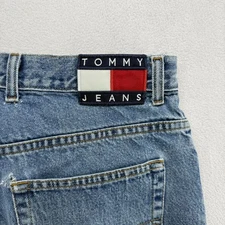 Vintage Tommy Hilfiger Jeans Mens 31x32 Fit 30x30 Blue Big Flag Faded Distressed
