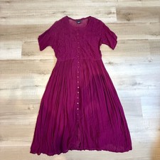 Vintage Starina Embroidered Button-Front Rayon Maxi Dress