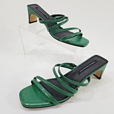 French Connection Women's Green Snake Parker Strappy Low Heel Sandals Size 8.5
