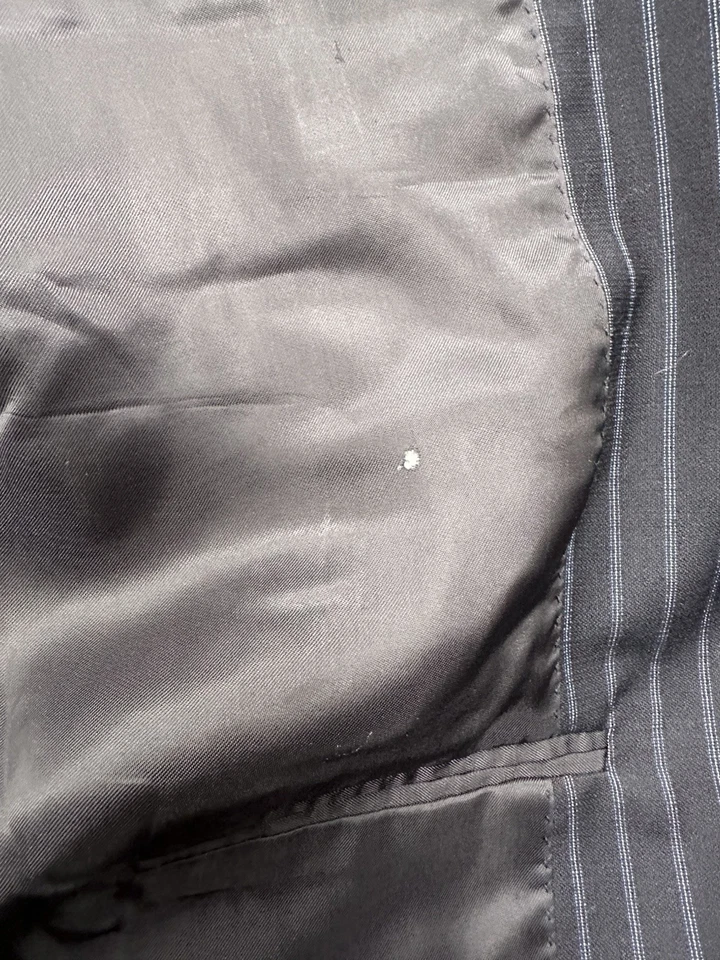 CANALI Suit Mens 2-Piece 44L Jacket 36x33 Pants Blue Striped Wool Italy Made - Image 3 of 4