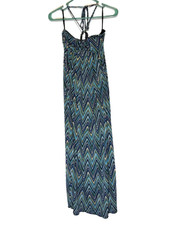 Valerie Bertinelli Multicolored Chevron Halter Maxi Dress