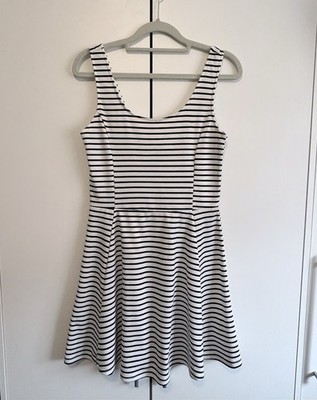 H&M Divided Kleid Größe 38 Gestreift Schwarz Weiß Sommerkleid Frauen