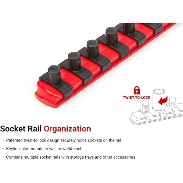 Tekton Shd91212 3/8 Inch Drive 12-Point Socket Set With Rails And Tray, - Image 2 of 4