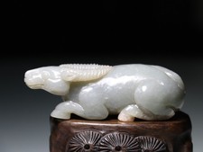 China Dynasty Ancient Hetian Old Jade Pixiu Brave Troops Unicorn Beast Statue U5