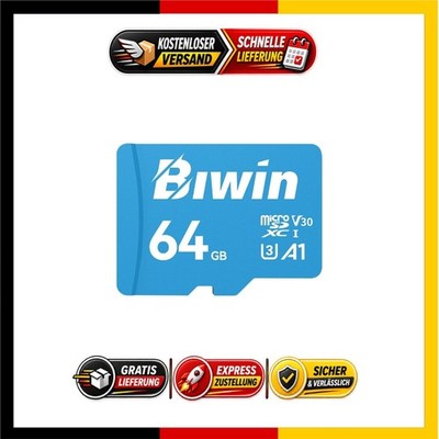 Biwin MS100 MicroSDXC UHS-I 64GB Speicherkarte V30 U3 A1 bis 100MB/s Neu