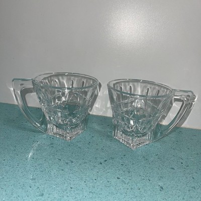 RCR Royal Crystal Rock Glasses Vintage Coffee Tea Square Bottom Set of Two Retro