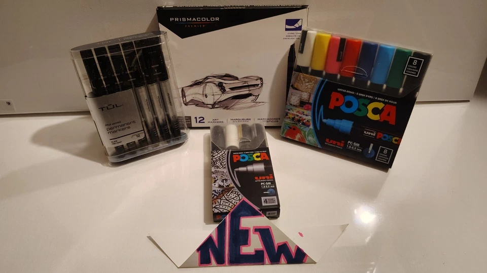 Lote Arte 🎨 Juego de 12 Marcadores PRISMACOLOR, 12 POSCA y 12 TUL Permanentes 36 Total Foto 3 de 4
