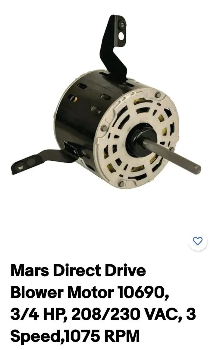 Mars Direct Drive Blower Motor 10690, 3/4 HP, 208/230 VAC, Speed,1075 RPM  eBay