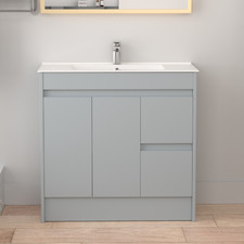 900mm Bathroom Vanity Unit & Basin Sink Storage Cabinet 100% Waterproof Grey New