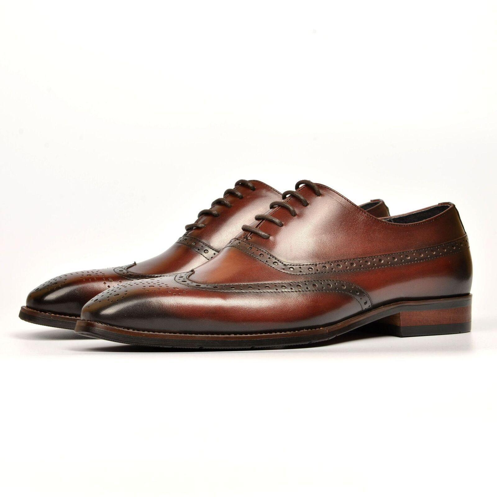 SAOLA Scarpe uomo business punta quadrata stringate intagliate brogues nuove scarpe vera pelle