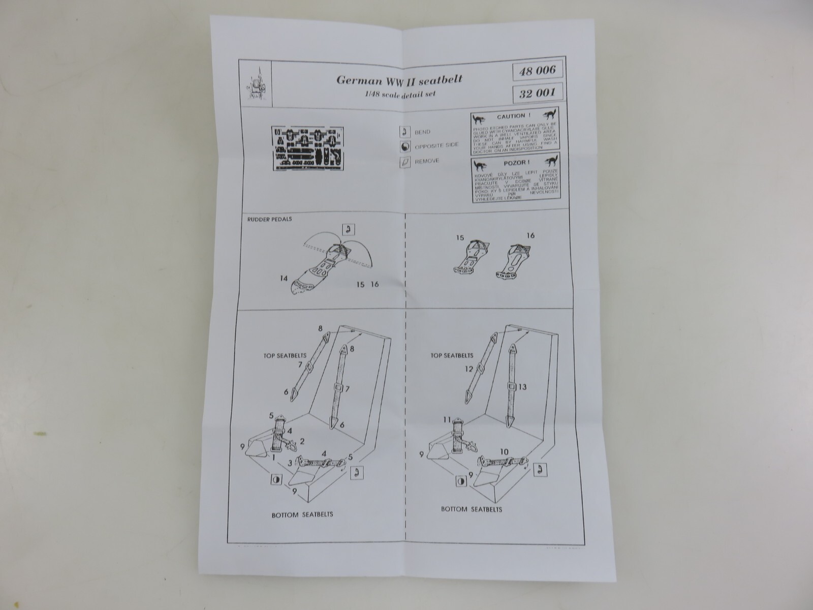 Eduard 48006 PE GERMAN WWII SEATBELTS & BUCKLES 1/48 Scale Aircraft