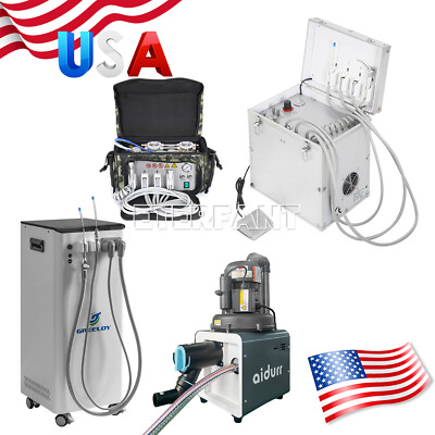 #ad Portable Dental Delivery Unit Air Compressor Mobile Electric Suction Unit System $800.99