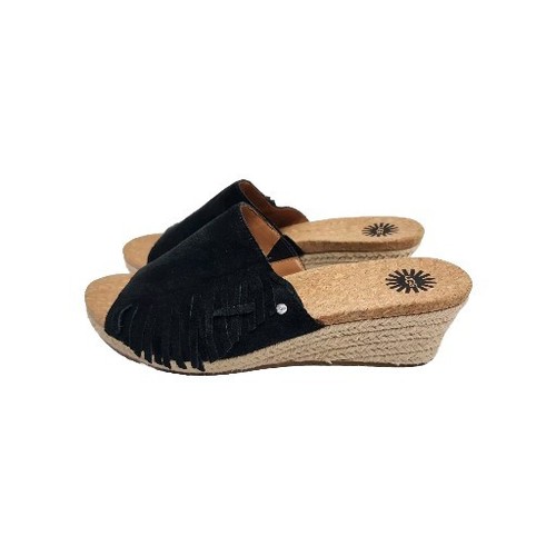 Ugg Australia Danes Suede Fringe Jute Wedge Sandal Shoes Black Womens Size 9 - 第 1/12 張圖片