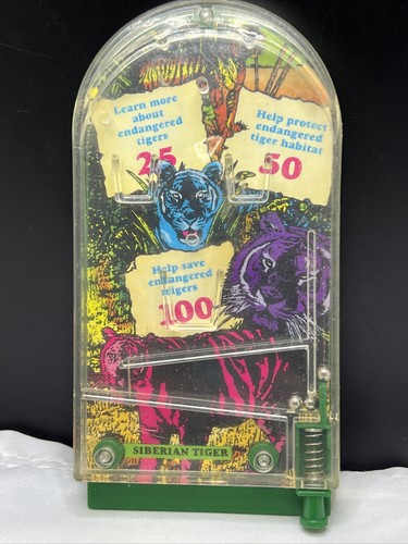 Vintage 1993 Wendy's Siberian Tiger Pocket Game Handheld Mini Pinball