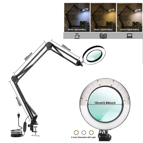 72LED 8X/10X NEW Illuminated Magnifier USB 3 Colors LED Magnifying Glass for Sol - Picture 17 of 22