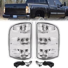 Rear Tail Lights Lamps For Chevy Silverado Pickup 2007-2014 Wbulbs Chrome Clear Rear Tail Lights Lamps For Chevy Silverado Pickup 2007-2014 Wbulbs Chrome Clear