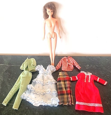 Vintage Maddie Mod 1970 Mego Corp Barbie Doll Clone Hong Kong Brunette Clothes