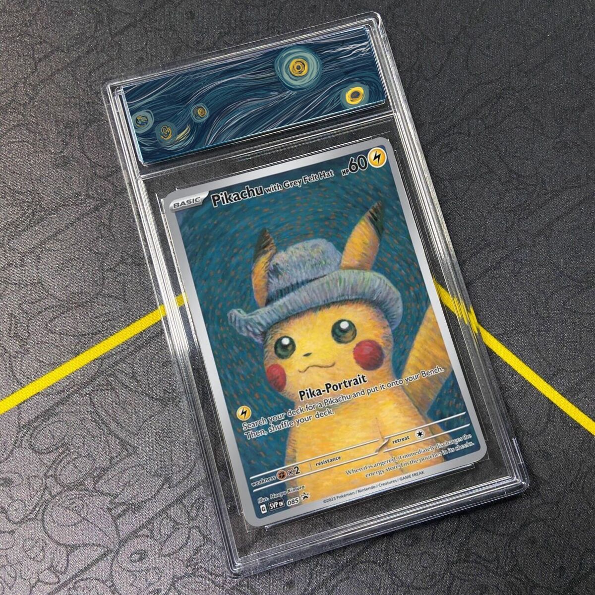 Pikachu With Grey Felt Hat 085 Promo - NO CARD - Label + Pikachu With Grey Felt Hat 085 Promo - NO CARD - Label +