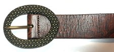 Fossil Brown Leather Belt Sz S 1-3/8  Wide GoldTone Bkl VGUC