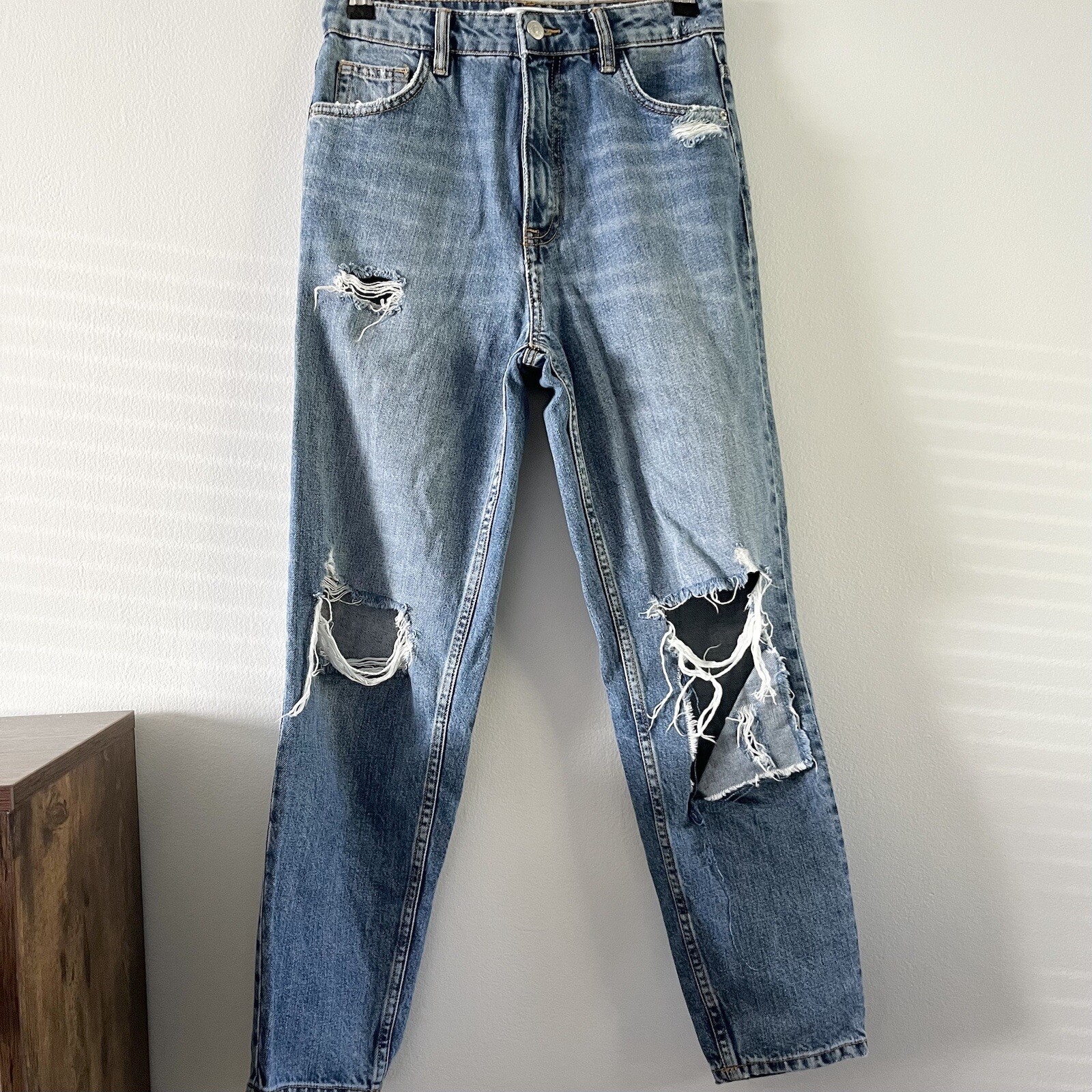 Zara Basic Distressed High Waisted High Rise Ripp… - image 4