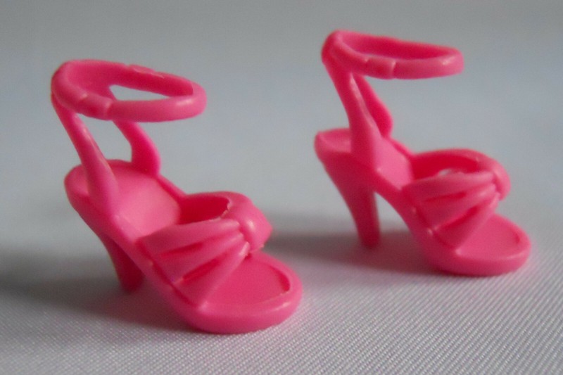 Barbie High Heel PINK Doll Shoes Open Toe Faux Buckle Ankle Strap Sandal Pumps 