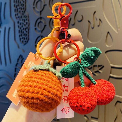 1Pc New Plush Fruit Crochet Pendant Hand-woven Woolen Bag Keychain AccessoET - Picture 1 of 14