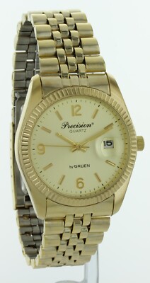 Gruen Precision Mens Silver Gold Tone Stainless Steel 