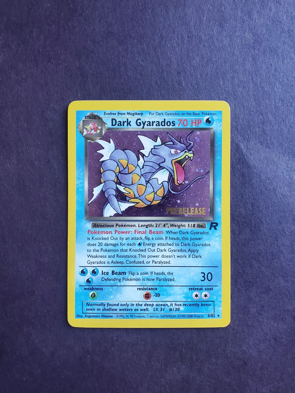 Dark Gyarados 8/82 Holo Team Rocket Prerelease Promo Pokemon Card - LP