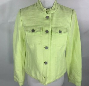 Banana-Republic-Women-039-s-Cropped-Jacket-SZ-6-Citron-Lime-Green-Raw-Hem-NWT