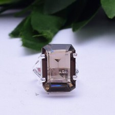 Smokey Quartz Gemstone 925 Sterling Silver Ring Valentine Jewelry Ring K-27