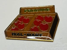Walmart Wal-Mart Employee Associate Pin Vintage Produce Department Apple Crate