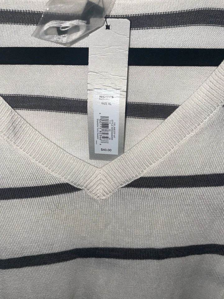 Женский легкий свитер Kohls XL в полоску с V-образным вырезом - Изображение 2 из 2