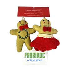 NEW! North Spruce Lane Wool Ornaments – Set of 2 Gingerbread People | Handmade!!