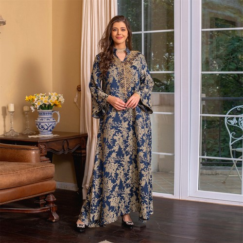 Maxi Vestido Musulmán Mujeres Ramadán Dubai Abaya Kaftan Moda Islámica Vestido de Noche - Imagen 119 de 175