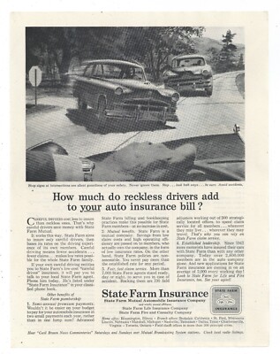 1954 State Farm Insurance Ad: How Much Do Reckless Drivers Add to Your Bill?