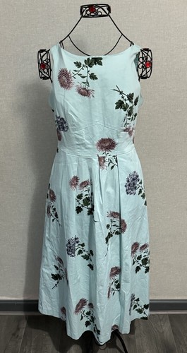 Oasis Natural History Museum Print Midi Dress Last Size 12 Floral Blue Pattern - Picture 2 of 12
