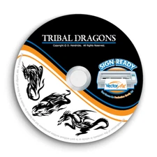 TRIBAL DRAGONS CLIPART -VECTOR CLIP ART-VINYL CUTTER PLOTTER IMAGES GRAPHICS CD 