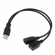 USB 2.0 A Male To 2 Dual Female Jack Y Splitter Hub Adapter Power 2 USB Cable
