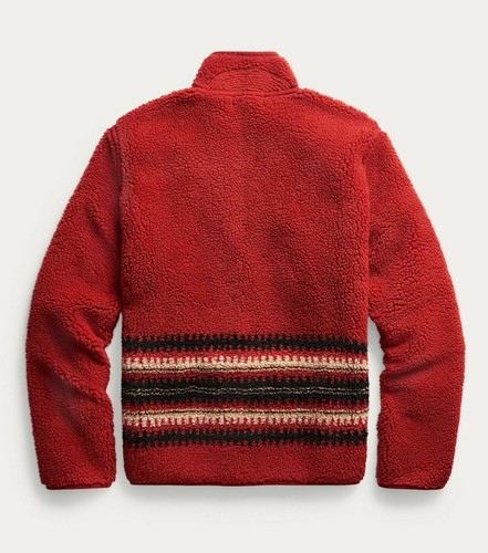 RRL Ralph Lauren Serape Red Wool Fleece Liner Jacket Men's Medium M - Picture 3 of 4