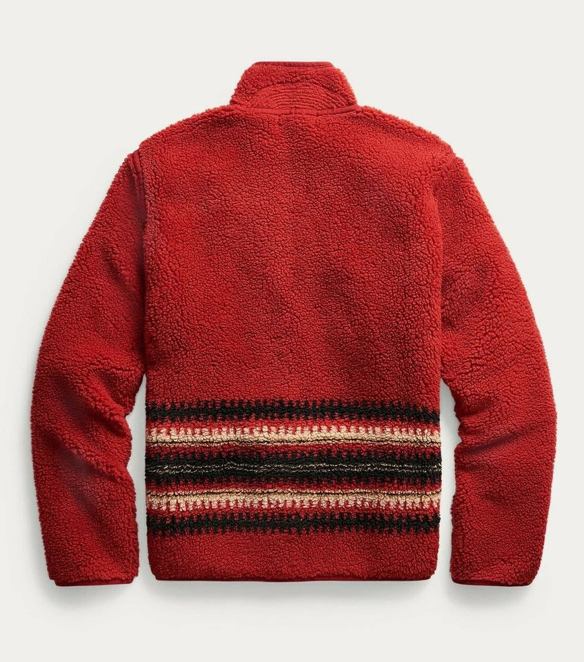RRL Ralph Lauren Serape Rojo Lana Polar Forro Chaqueta Para Hombre Mediana M Foto 3 de 4
