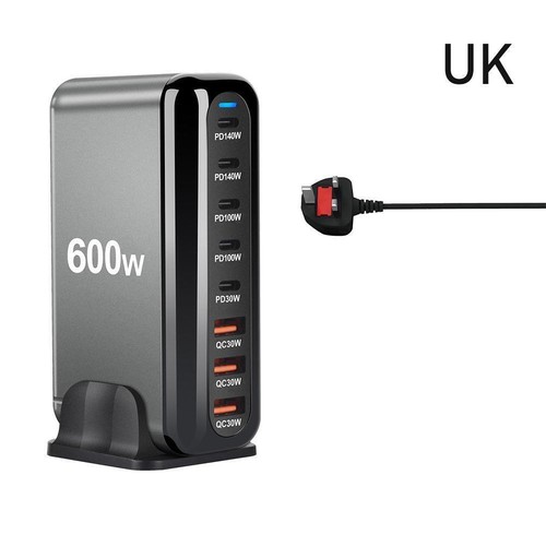 600W Gan Charger USB C Fast Desktop 8-port USB Type Charger Pd Fast C 3.1 A5J5 - Zdjęcie 2 z 16
