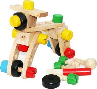 TOWO Wooden Nuts and Bolts Set Building Blocks Construction Kit 31 Pieces Tra...