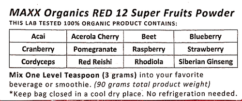 MAXX Organics RED 12 SUPER FOOD POWDER 30 Day Compare Organifi Juice Drink Mix - Picture 6 of 6